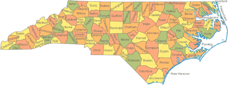 North Carolina service areas map