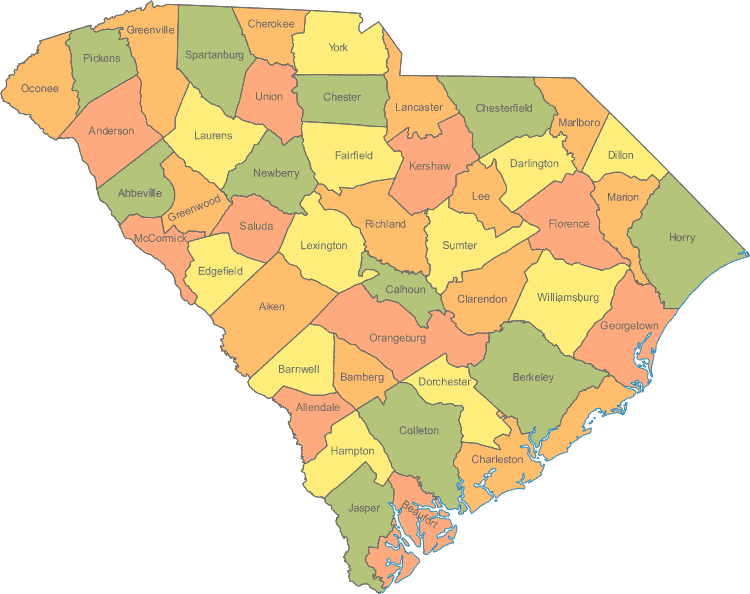 South Carolina service areas map