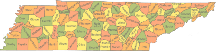 Tennessee service areas map