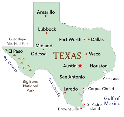 Texas service areas map